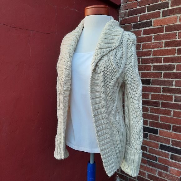 Anthropologie Aeve Peruvian Baby Alpaca Wool Chunky Cable Knit Cardigan Sweater - Picture 10 of 10